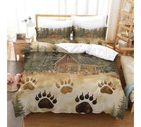 GXYUAOIEF Bear pfote Funda nórdica de 3 piezas, diseño rústico de cabaña, ropa de cama de microfibra con 2 fundas de almohada, cremallera oculta, para niñas y adolescentes, cama superking (260 x 220