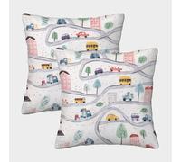 GXYUAOIEF Playful City - Juego de 2 fundas de cojín cuadradas para decoración del hogar, sofá, dormitorio, coche, con cremallera invisible, decoración moderna del hogar, 45 x 45 cm