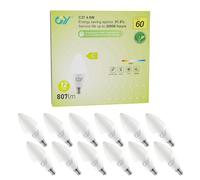 GY 4.9W Bombilla Led E14 4000K Luz Blanco Natural, 807 Lúmenes, No Regulable - Clase C Bombilla Bajo Consumo, C37 Bombillas E14 LED Vela Pack de 12