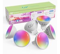 GY 6 Bombilla Inteligente Alexa MR16 GU5.3 LED - 5W 300LM RGB Bombilla WIFI 2700K-6500K Regulable - Compatible con Alexa, Google home, TUYA APP - 12V AC/DC