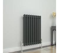 GY Bath Radiador horizontal tradicional de 2 columnas, diseño antracita, 600 x 425 mm, estilo moderno de hierro fundido, rejillas de calefacción central