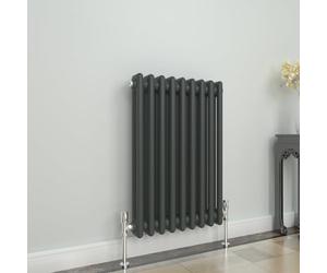 GY Bath Radiador horizontal tradicional de 2 columnas, diseño antracita, 600 x 425 mm, estilo moderno de hierro fundido, rejillas de calefacción central