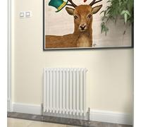 GY Bath Radiador horizontal tradicional de 3 columnas de diseño de 600 x 605 mm, estilo moderno de hierro fundido (blanco)