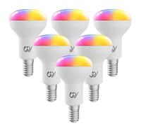 GY Bombilla Inteligente E14 WiFi - RGBW 2700K-6500K Regulable, 7W Equivalente a 60W, 620LM, IP44 - R50 Bombilla Inteligente Alexa Compatible con Google Home, TUYA Smart (6 Unidad)