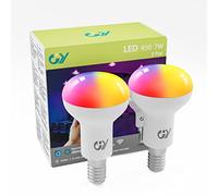 GY Bombilla Inteligente E14 WiFi - RGBW 2700K-6500K Regulable, 7W Equivalente a 60W, 620LM, IP44 - R50 Bombilla Inteligente Alexa Compatible con Google Home, TUYA Smart (2 Unidad)