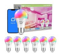 GY Bombilla Inteligente E27 Bluetooth Mesh - 6.5W 1050LM RGB 2700K-6500K Regulable - A60 Bombillas Led Controladas por Smart Life, TUYA (6 Unidad)