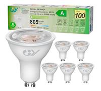 GY - Bombilla LED GU10, color blanco neutro, 4000 K, 805 lm, GU10, 36 grados, 4,5 W, equivalente de 100 W, no regulable nergética, lote de 6