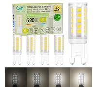 GY Bombilla regulable G9 LED blanco neutro 4000 K, 3,2 W, 520 lm, equivalente a 43 W, G9 Clase C, 360 grados, 220 - 240 V, brillo ajustable, lote de 5