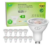 GY GU10 LED spot 6.5W bombilla led gu10, Blanco Cálido 2700K 1025 Lumen, 6.5W equivalentes a 100W, ángulo de haz 36°, bombilla bajo consumo,No Regulable,12 piezas