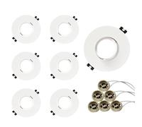 GY Marco Foco Empotrable GU10 de Plástico, Ángulo Basculación 30°, Apertura Ø75 x 100 mm, Aro Soporte con Portalamparas GU10 para MR16 LED, Ojos de Buey LED Downlight para Falso Techo, 6 Pieza