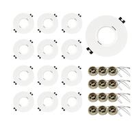 GY Marco Foco Empotrable GU10 de Plástico, Ángulo Basculación 30°, Apertura Ø75 x 100 mm, Aro Soporte con Portalamparas GU10 para MR16 LED, Ojos de Buey LED Downlight para Falso Techo, 12 Pieza