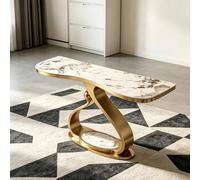 GY8PKVWKWQ Mesa Consola De Entrada, Mesa De Sofá Estrecha, Ahorro De Espacio, Tablero De Roca, Art Deco, 100 Cm, 150 Cm, 80 Cm, For Sala De Estar del Vestíbulo(White+Gold,120cm)