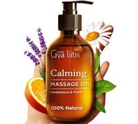 Gya Labs Aceite masaje calmante para terapia de masaje - Aceites de masaje de aromaterapia natural - Elaborados con aceites de lavanda, petitgrain, manzanilla, naranja dulce, jojoba y argán (200 ml)
