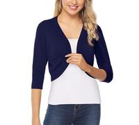 Gyabnw Bolero Cárdigan Festivo para Mujer Cárdigan Corto para Mujer Elegante Chaqueta Tradicional Chaqueta Nupcial Manga Larga Boleros de Oficina Tops Cortos con Cuello en V para Boda Vestido