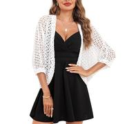 Gyabnw Bolero Mujer Cárdigans de Crochet Ligero Torera Chaqueta para Boda Fiesta Manga 3/4