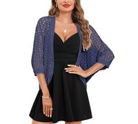 Gyabnw Bolero Mujer Cárdigans de Crochet Ligero Torera Chaqueta para Boda Fiesta Manga 3/4