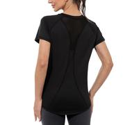 Gyabnw Camiseta Deportiva para Mujer, Camiseta de Manga Corta, Camiseta de Entrenamiento, Rápido Camisetas de Malla Mujer Yoga Fitness Top Ropa Deportiva Entrenamiento Atlético NegroXXL