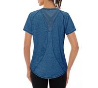 Gyabnw Camiseta Deportiva para Mujer, Camiseta de Manga Corta, Camiseta de Entrenamiento, Rápido Camisetas de Malla Mujer Yoga Fitness Top Ropa Deportiva Entrenamiento Atlético