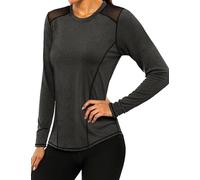 Gyabnw Camisetas Deportivas para Mujer Camisa de Manga Larga con Cuello Redondo Rápido Camisetas de Malla Mujer Yoga Fitness Top Correr y Pilates Ropa Deportiva Entrenamiento Atlético