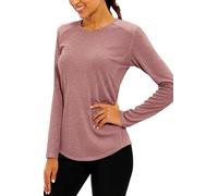 Gyabnw Camisetas Deportivas para Mujer Camisa de Manga Larga con Cuello Redondo Rápido Camisetas de Malla Mujer Yoga Fitness Top Correr y Pilates Ropa Deportiva Entrenamiento Atlético