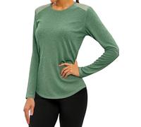 Gyabnw Camisetas Deportivas para Mujer Camisa de Manga Larga con Cuello Redondo Rápido Camisetas de Malla Mujer Yoga Fitness Top Correr y Pilates Ropa Deportiva Entrenamiento Atlético
