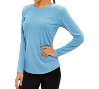 Gyabnw Camisetas Deportivas para Mujer Camisa de Manga Larga con Cuello Redondo Rápido Camisetas de Malla Mujer Yoga Fitness Top Correr y Pilates Ropa Deportiva Entrenamiento Atlético