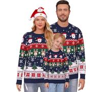 Gyabnw Suéter de Navidad Familia para Señoras, Hombres y Niños - Jersey Caliente de Manga Larga con Cuello Redondo