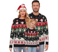 Gyabnw Suéter de Navidad Familia Suéter de Navidad para Señoras Caliente de Manga Larga Jersey de Navidad Jersey de Cuello Redondo para Hombre Bonito Jersey navideño para niños