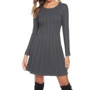 Gyabnw Vestido de Invierno Mujer Suéter Elegante Cuello Redondo Vestido de Fiesta Casual Manga Larga Confortable y Cálido