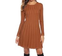 Gyabnw Vestido de Invierno Mujer Suéter Elegante Cuello Redondo Vestido de Fiesta Casual Manga Larga Confortable y Cálido