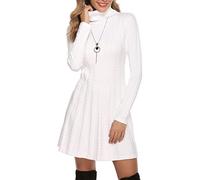 Gyabnw Vestido de Punto para Mujer Elegante Vestido de Suéter de Cuello Alto Jersey de Manga Larga de Una Línea para Otoño Invierno