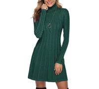 Gyabnw Vestido de Punto para Mujer Elegante Vestido de Suéter de Cuello Alto Jersey de Manga Larga de Una Línea para Otoño Invierno