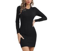 Gyabnw Vestido Punto Mujer Invierno Vestidos Elegente de Suéter Jerseys Otoño Ropa Mujer Elegantes Cuello Redondo Falda de Cadera