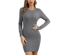 Gyabnw Vestido Punto Mujer Invierno Vestidos Elegente de Suéter Jerseys Otoño Ropa Mujer Elegantes Cuello Redondo Falda de Cadera