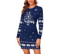 Gyabnw Vestido Punto para Navidad Vestido Suéter Navideño Vestido Invierno de Manga Larga para Mujer