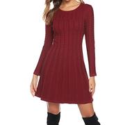 Gyabnw Vestido Suéter Mujer Invierno Elegante Casual de Punto con Cuello Redondo y Manga Larga Ideal para Fiesta y Otoño