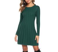 Gyabnw Vestido Suéter para Mujer Invierno Elegante Cuello Redondo Manga Larga Vestido de Punto Una Línea Ropa de Fiesta Térmica y Cómoda