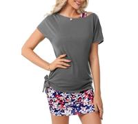 Gyabnw Vestidos Mujer Casual Verano 2 en 1 Camiseta y Vestido Elegante Vestidos de Fiesta Vestido de Playa con Estampado Retro