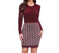 Gyabnw Vestidos Mujer Suéter de Punto de Manga Larga Cuello Redondo Vestido Largo Mujer de Otoño Invierno Estampados de Moda Jersey para Festivales o Diaria