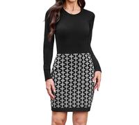 Gyabnw Vestidos Mujer Suéter de Punto de Manga Larga Cuello Redondo Vestido Largo Mujer de Otoño Invierno Estampados de Moda Jersey para Festivales o Diaria