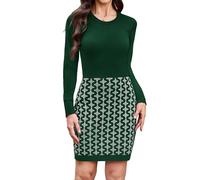 Gyabnw Vestidos Mujer Suéter de Punto de Manga Larga Cuello Redondo Vestido Largo Mujer de Otoño Invierno Estampados de Moda Jersey para Festivales o Diaria