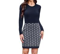 Gyabnw Vestidos Mujer Suéter de Punto de Manga Larga Cuello Redondo Vestido Largo Mujer de Otoño Invierno Estampados de Moda Jersey para Festivales o Diaria