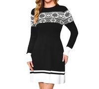 Gyabnw Vestidos Suéter Navideño de Punto Mujer Invierno Manga Larga Cuello Redondo Elegante Jersey Navidad Vestidos Casual Pullover
