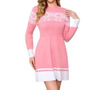 Gyabnw Vestidos Suéter Navideño de Punto Mujer Invierno Manga Larga Cuello Redondo Elegante Jersey Navidad Vestidos Casual Pullover