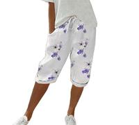 Gyaimxfu 2024 Pantalones Cortos de Lino para Mujer Cintura Alta Vintage Shorts Señoras Elegant Suelto y Cómodo Pantalon Cortos para Correr Playa Fitness Vacación Casual