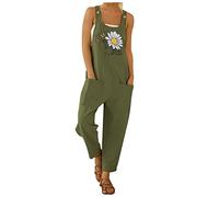 Gyaimxfu 2024 Peto Mono Elegante para Mujer Verano suelta Jumpsuit Una Pieza Pantalones de Tirantes Camiseta sin Mangas Color sólido Vintage Pantalones Anchos de Rectos Playsuit Fiesta