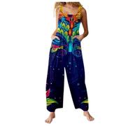 Gyaimxfu 2024 Peto Mono Elegante para Mujer Verano suelta Jumpsuit Una Pieza Pantalones de Tirantes Camiseta sin Mangas Color sólido Vintage Pantalones Anchos de Rectos Playsuit Fiesta