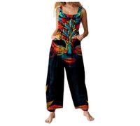Gyaimxfu 2024 Peto Mono Elegante para Mujer Verano suelta Jumpsuit Una Pieza Pantalones de Tirantes Camiseta sin Mangas Color sólido Vintage Pantalones Anchos de Rectos Playsuit Fiesta