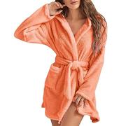 Gyaimxfu Bata Mujer Invierno con Capucha Albornoz Mujer Forro Polar, Suelta Batas de Casa Señora, Coralina, Secado Rápido Batas de Casa Mujer Microfibra Albornoz Mujer Ducha Regalos Originales