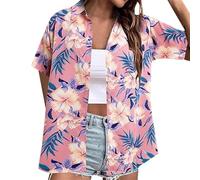 Gyaimxfu Camisas Hawaianas Mujer Camisa de Verano Casual Shirts Manga Corta con Botones Camisas con Estampado Tropical Blusa de Playa Vacaciones